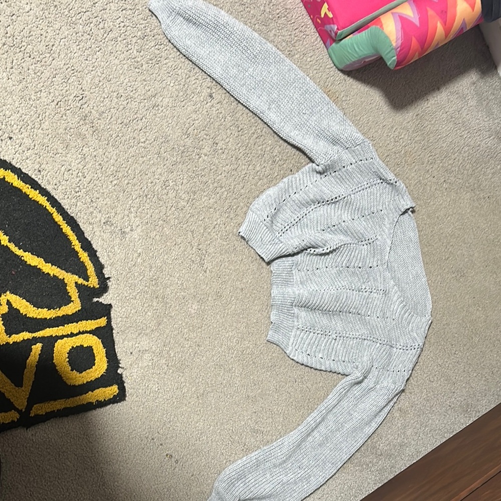 Gray Off-the-Shoulder Knit Sweater